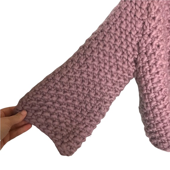 Twinkle and Wenlan New York Mauve Pink Wool Chunky Knit Cropped Boxy Sweater - Picture 5 of 8